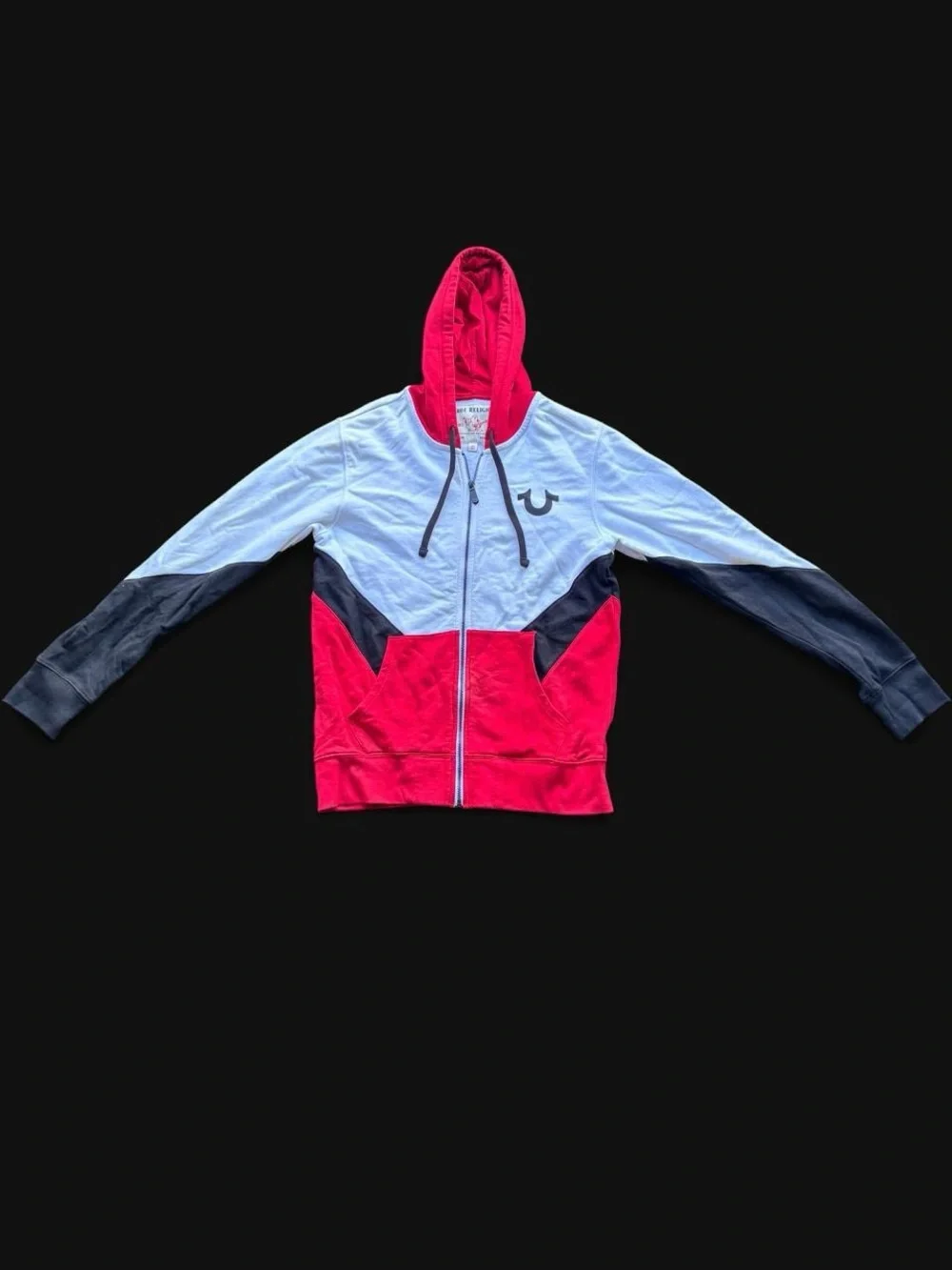 ✨True Religion red and white zip up hoodie Size S✨